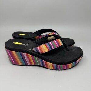 VOLATILE Multi Color Chunky Wedge Serape Flip Flop Women's Size 8 Colorful